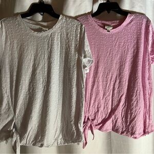 St. John's Bay Short Sleeve Tees - White and Pink